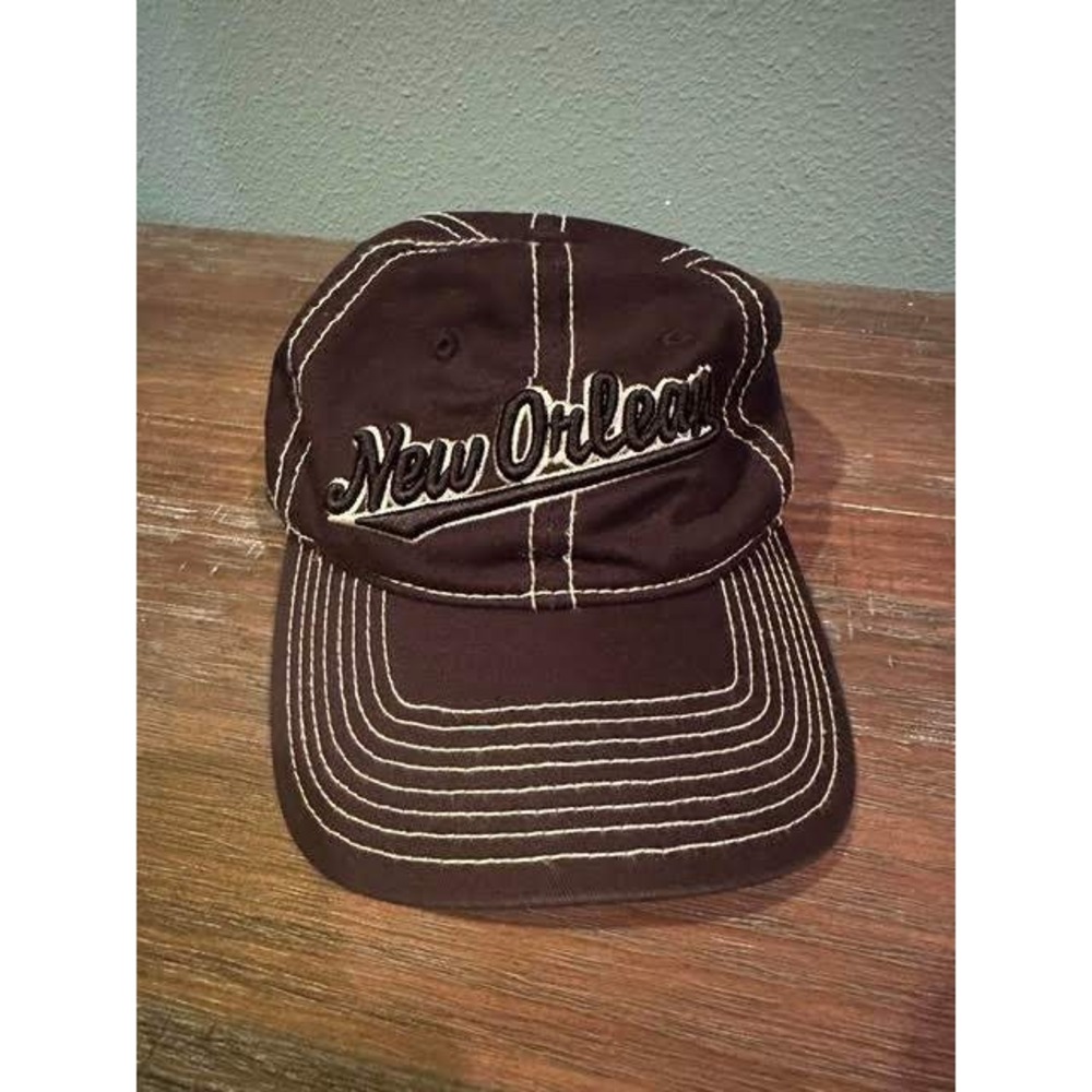 New Orleans Baseball Cap Brown Contrast Stitch Adjustable Souvenir Hat